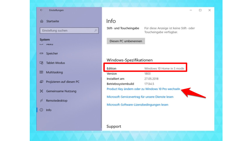 02 Windows 10 - Einstellungen - System - Info.