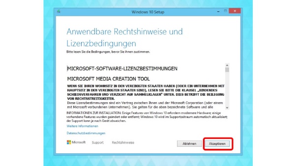 02 Media Creation Tool für Windows 10 - Lizenzbedingungen